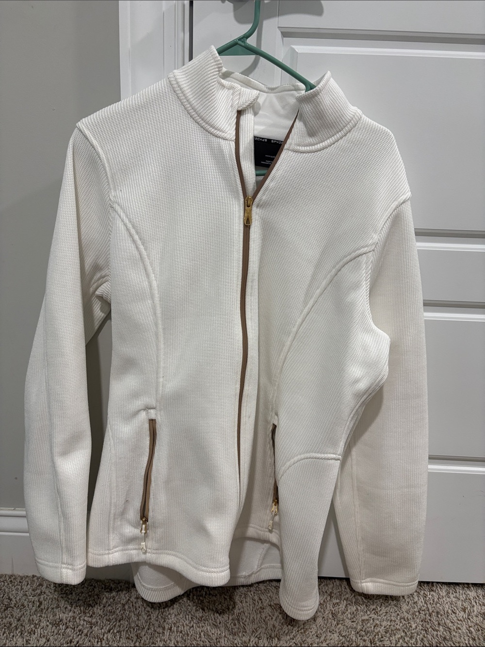 Spyder Women's White Full-Zip Jacket with Tan Trim